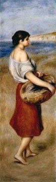 fille avec un panier de poisson Pierre Auguste Renoir Peinture à l'huile
